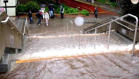 Flooding down Thornton Hall 3rd Floor Stairway -- 9:20AM